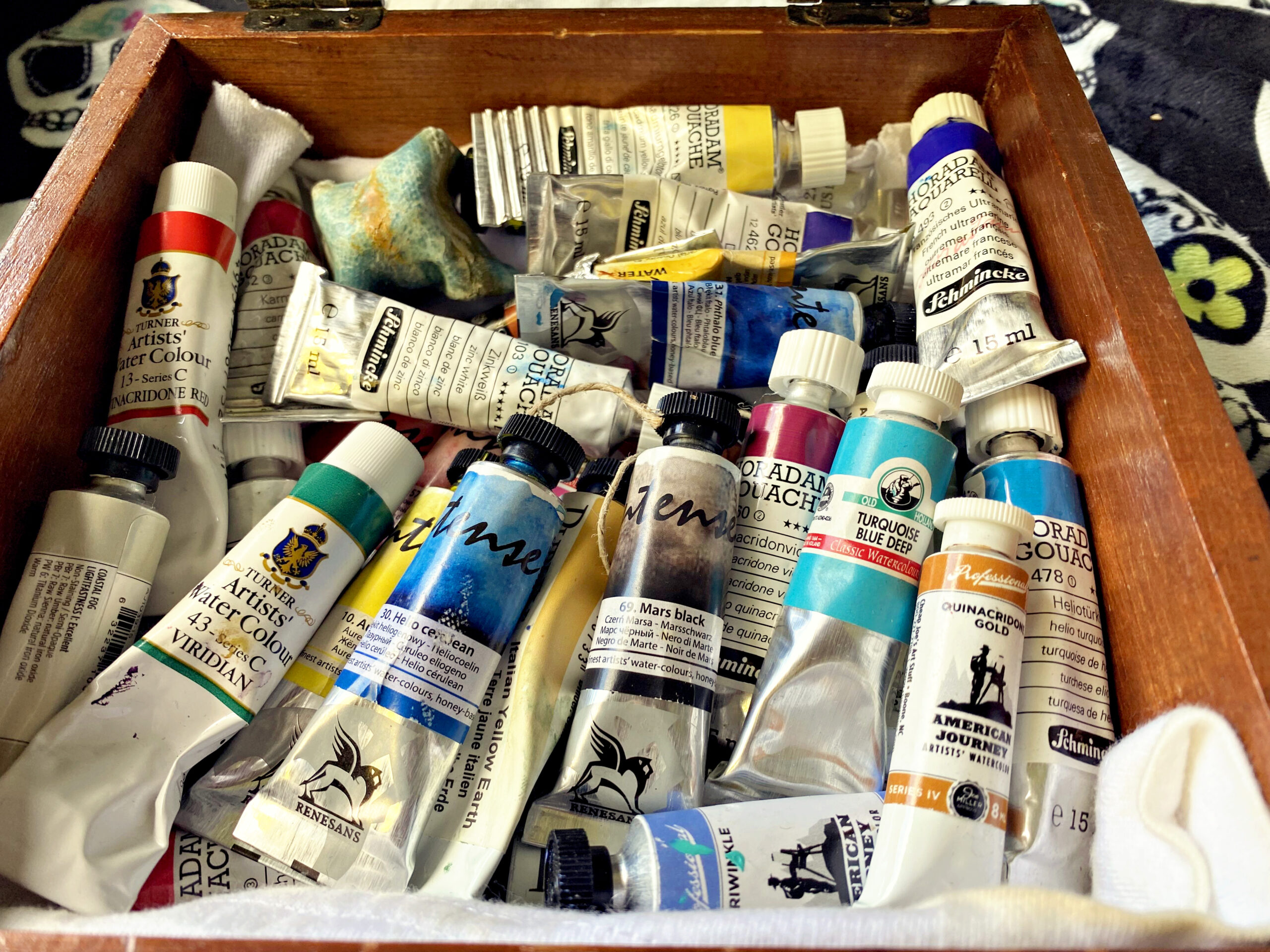 watercolor tubes in a box